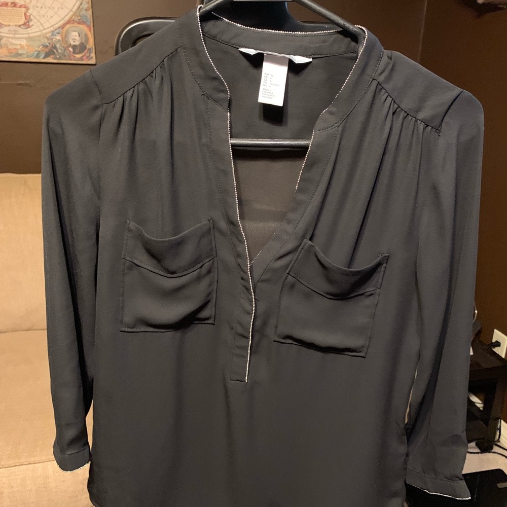Black wear to work blouse